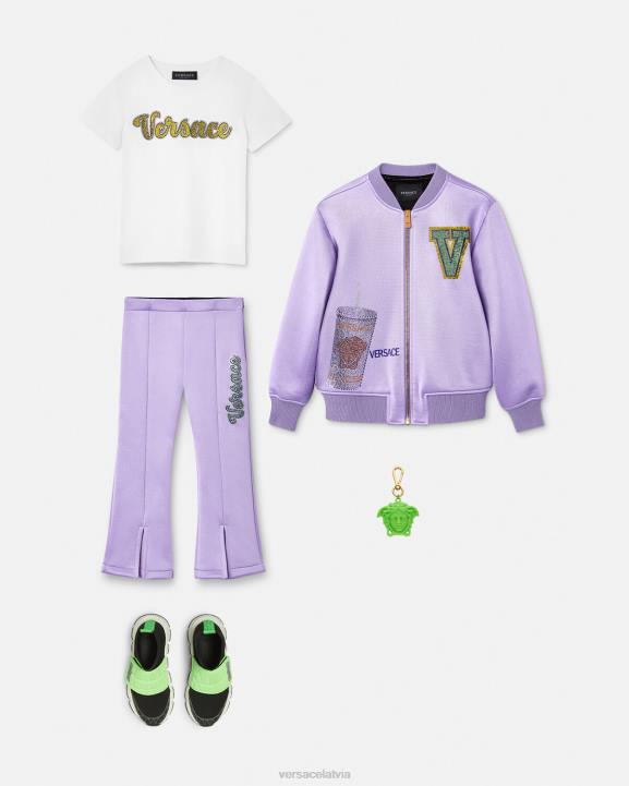 ceriņi apģērbs Versace 806B2022 bērniem kristāla logotipa bikses