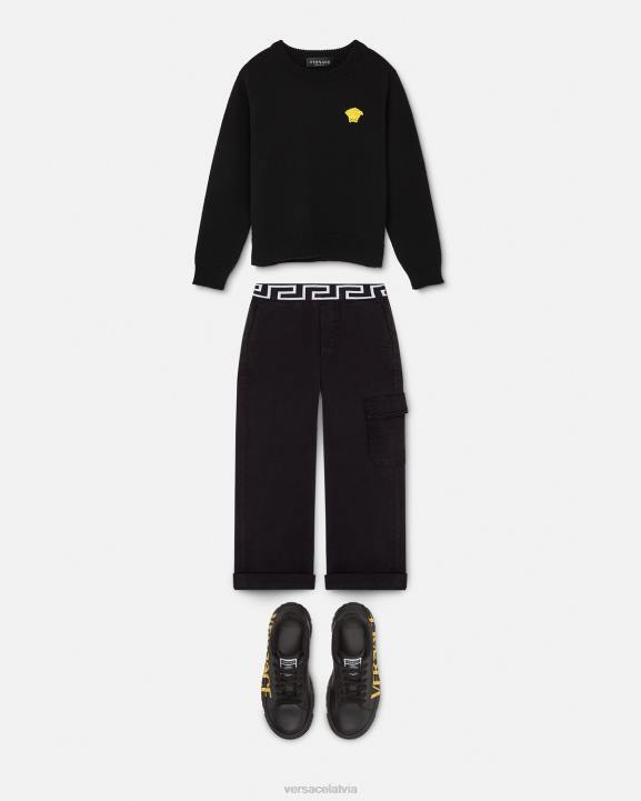 melns apģērbs Versace 806B2103 bērniem Medusa izšūts džemperis