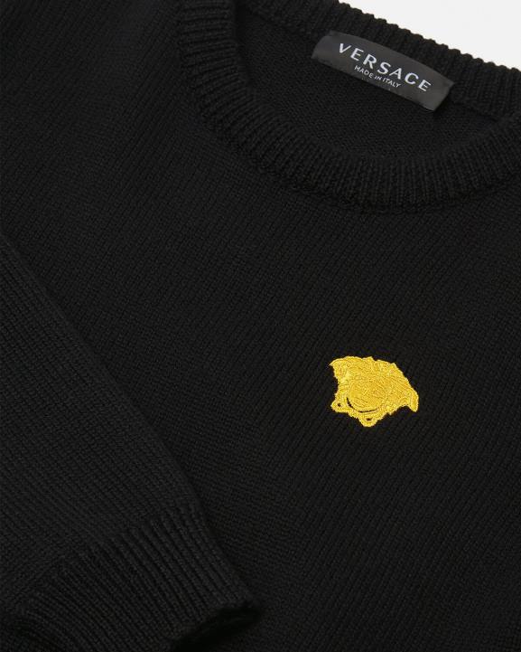 melns apģērbs Versace 806B2103 bērniem Medusa izšūts džemperis