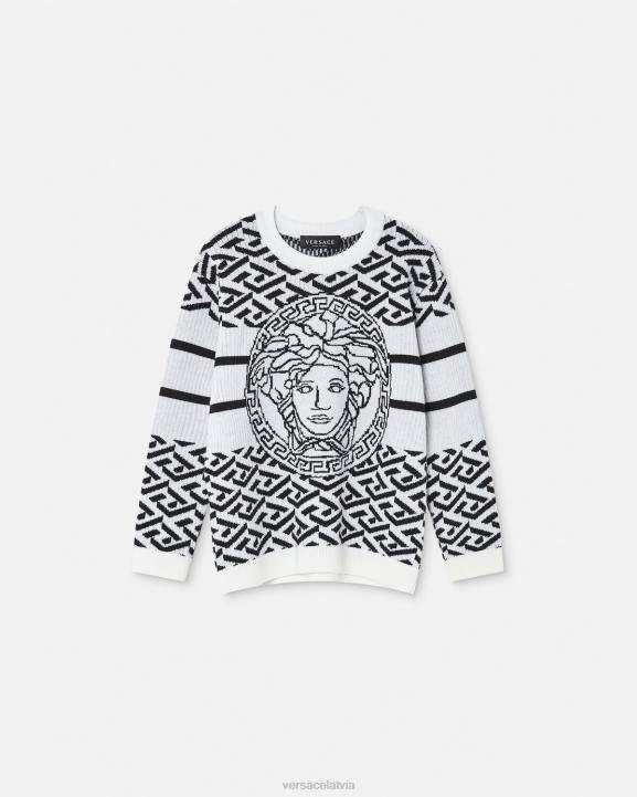 melns balts apģērbs Versace 806B1992 bērniem medusa la greca džemperis