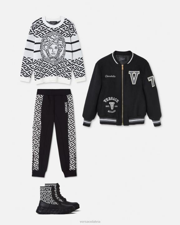 melns balts apģērbs Versace 806B1992 bērniem medusa la greca džemperis