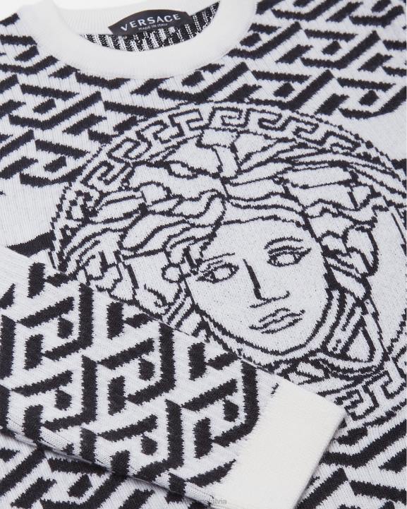 melns balts apģērbs Versace 806B1992 bērniem medusa la greca džemperis