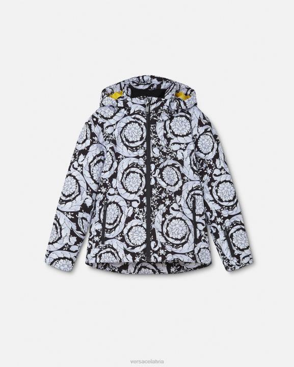 melns un pelēks apģērbs Versace 806B1952 bērniem sudraba baroka stila slēpošanas jaka