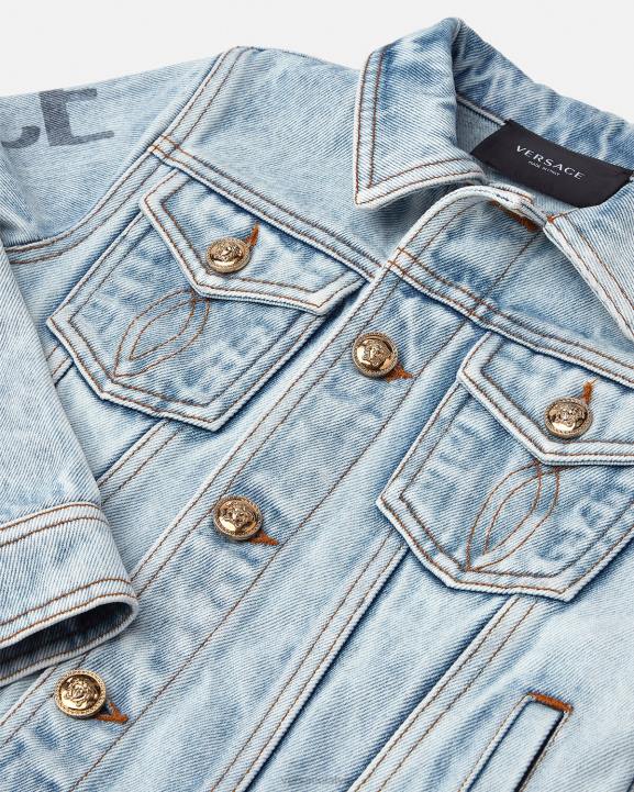 zils apģērbs Versace 806B2131 bērniem džinsa jaka ar logotipu