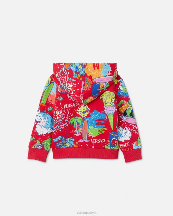 sarkans apģērbs Versace 806B1927 bērniem medusa sunnies bērnu kapuci ar rāvējslēdzēju