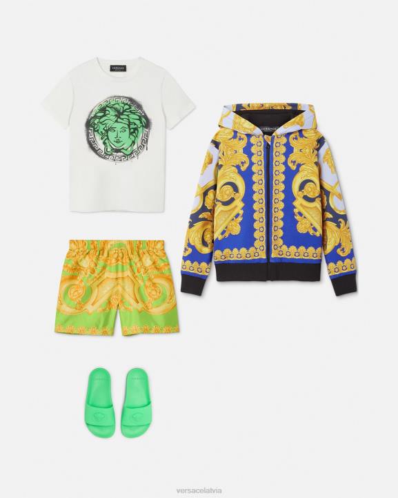 zils un zelts apģērbs Versace 806B2108 bērniem barocco 660 rāvējslēdzēja kapuci