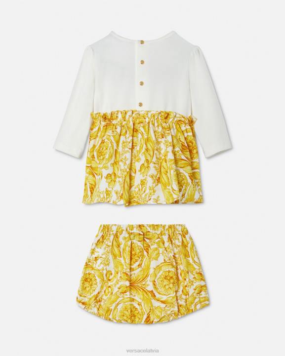 balts un zelts apģērbs Versace 806B1822 bērniem barocco bērnu kleitu komplekts