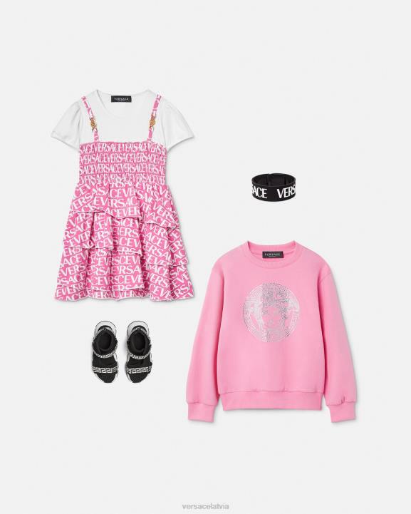 gaiši rozā apģērbs Versace 806B1977 bērniem viscaur volānveida kleita