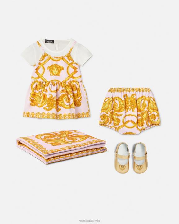 rozā un baltā krāsā apģērbs Versace 806B1828 bērniem barocco 660 mazuļu kleitu komplekts