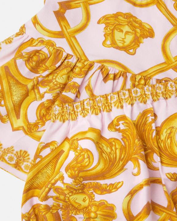 rozā un baltā krāsā apģērbs Versace 806B1828 bērniem barocco 660 mazuļu kleitu komplekts