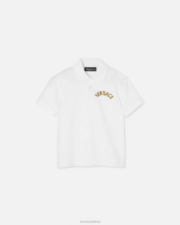 balts un zelts apģērbs Versace 806B2082 bērniem logo polo krekls