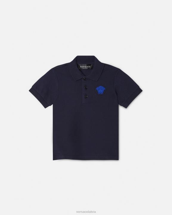 melns un zils apģērbs Versace 806B1891 bērniem Medusa izšūts bērnu polo krekls