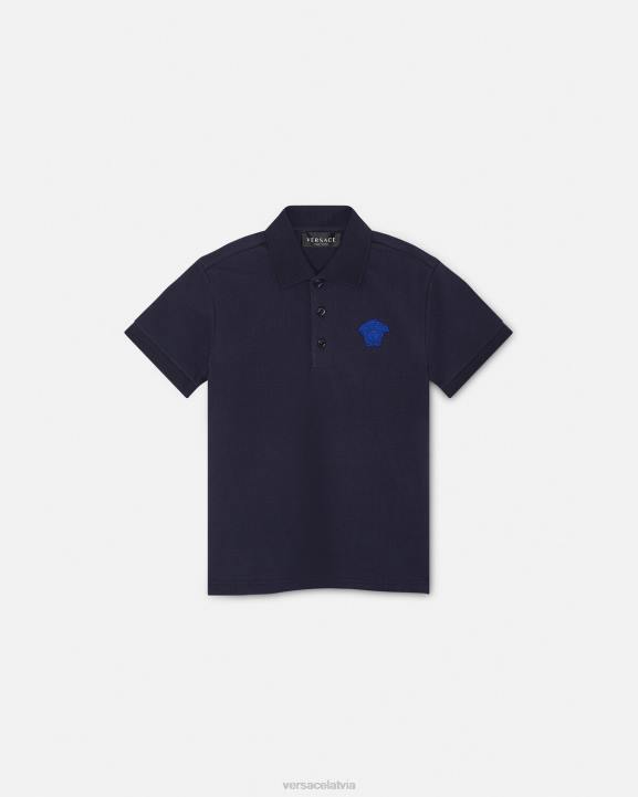 melns un zils apģērbs Versace 806B2102 bērniem izšūts medūzas polo krekls