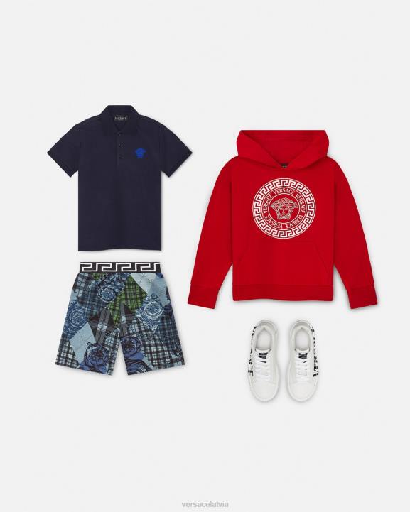 melns un zils apģērbs Versace 806B2102 bērniem izšūts medūzas polo krekls