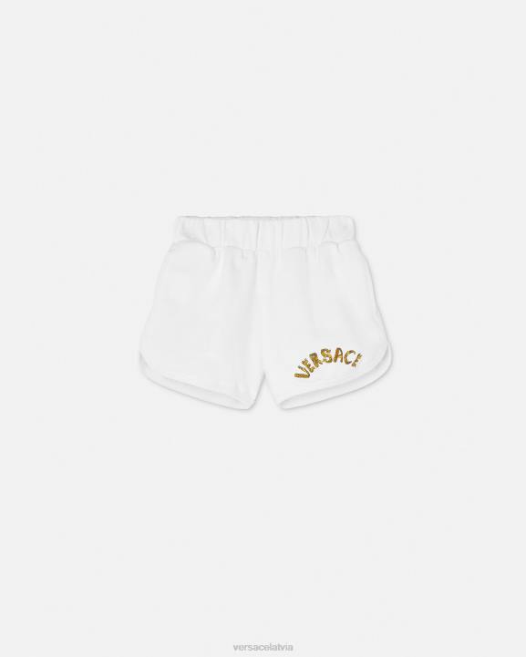 balts un zelts apģērbs Versace 806B1934 bērniem sviedru šorti ar logotipu