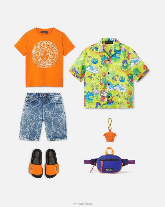 zils apģērbs Versace 806B2128 bērniem medusa džinsa šorti