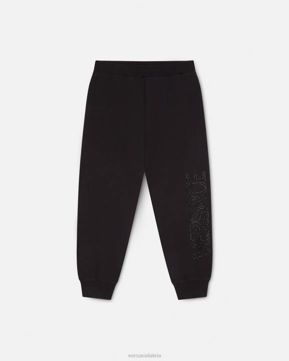 melns apģērbs Versace 806B2010 bērniem kristāla logotipa sporta bikses