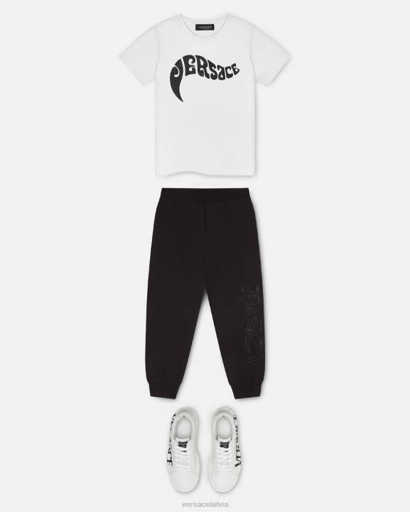 melns apģērbs Versace 806B2010 bērniem kristāla logotipa sporta bikses