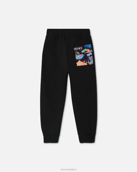 melns un apdrukāts apģērbs Versace 806B2137 bērniem medusa sunnies treniņbikses