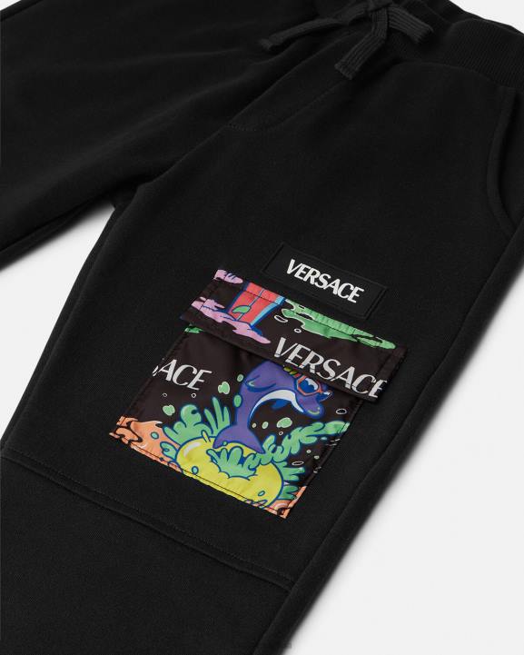 melns un apdrukāts apģērbs Versace 806B2137 bērniem medusa sunnies treniņbikses