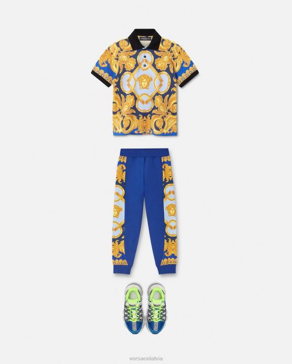 zils un apdrukāts apģērbs Versace 806B2110 bērniem barocco 660 treniņbikses