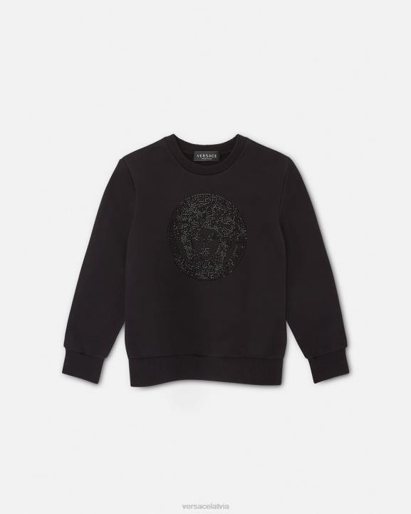 melns apģērbs Versace 806B1998 bērniem kristāla medūzas sporta krekls