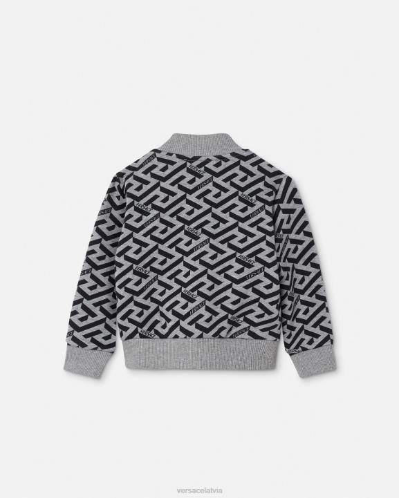 pelēks un apdrukāts apģērbs Versace 806B1909 bērniem la greca bērnu sporta krekls ar rāvējslēdzēju