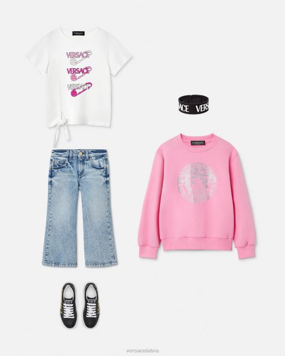 rozā apģērbs Versace 806B2001 bērniem kristāla medūzas sporta krekls