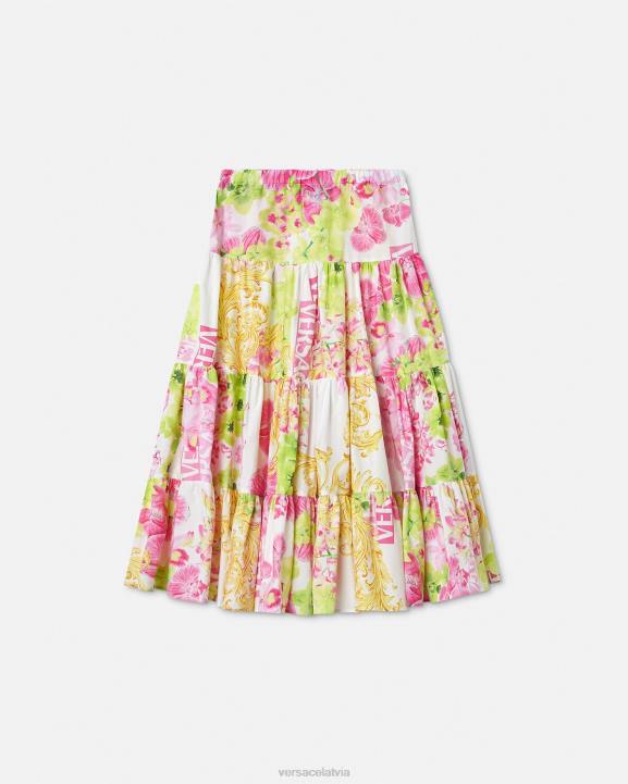 balts un apdrukāts apģērbs Versace 806B1971 bērniem orhidejas garie svārki ar logotipu