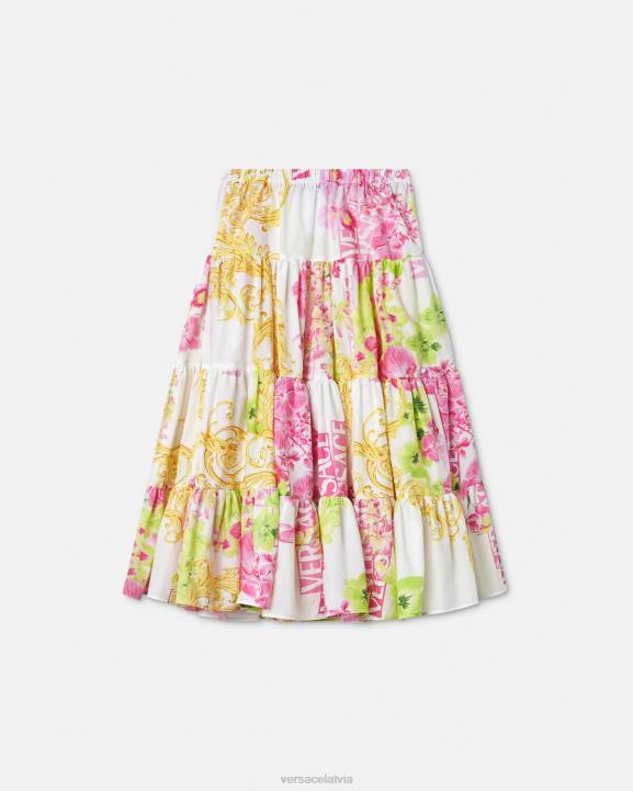balts un apdrukāts apģērbs Versace 806B1971 bērniem orhidejas garie svārki ar logotipu