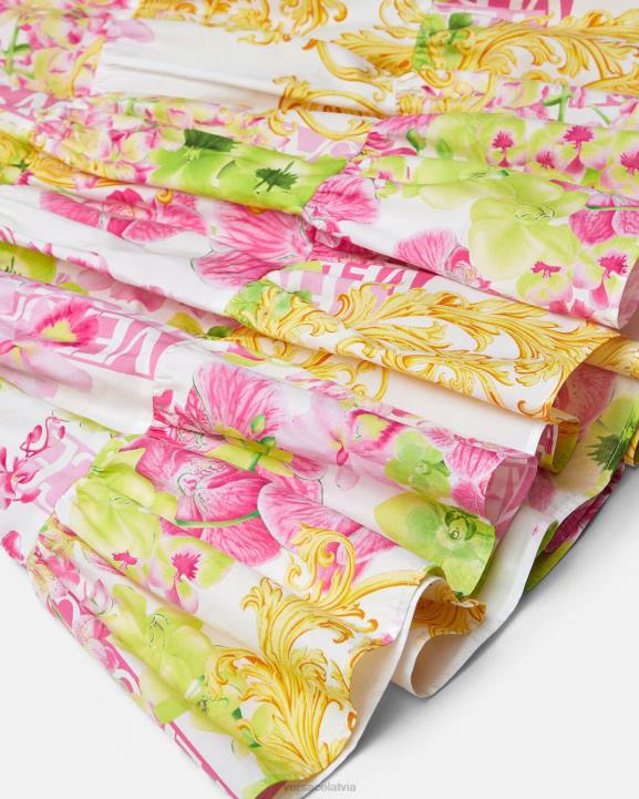 balts un apdrukāts apģērbs Versace 806B1971 bērniem orhidejas garie svārki ar logotipu