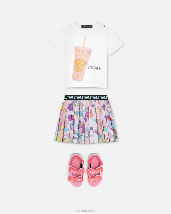 balts un apdrukāts apģērbs Versace 806B1924 bērniem ceļojumu krūze bērnu t-krekls