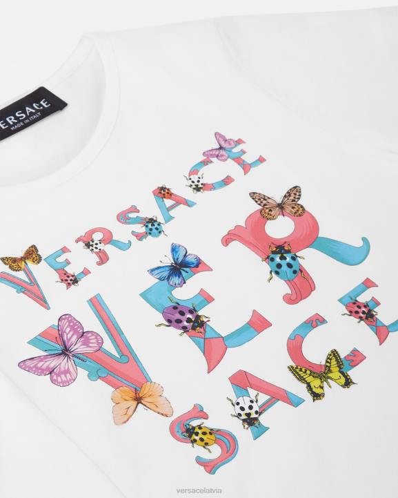 balts un apdrukāts apģērbs Versace 806B1931 bērniem T-krekls ar logotipu