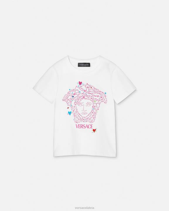balts un apdrukāts apģērbs Versace 806B1946 bērniem medūzas t-krekls