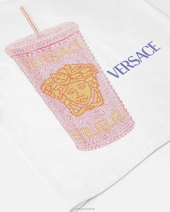balts un apdrukāts apģērbs Versace 806B2018 bērniem ceļojumu krūzes t-krekls ar logotipu