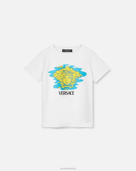balts un apdrukāts apģērbs Versace 806B2127 bērniem medusa logo t-krekls