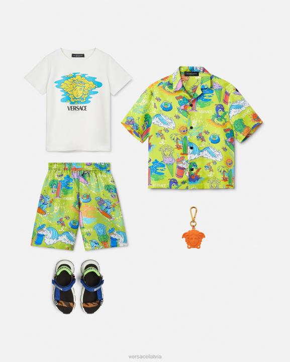 balts un apdrukāts apģērbs Versace 806B2127 bērniem medusa logo t-krekls