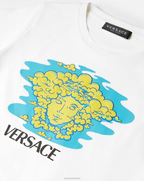 balts un apdrukāts apģērbs Versace 806B2127 bērniem medusa logo t-krekls
