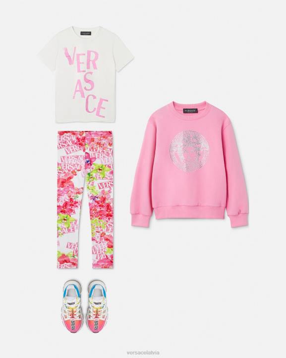 gaiši rozā apģērbs Versace 806B2012 bērniem T-krekls ar logotipu