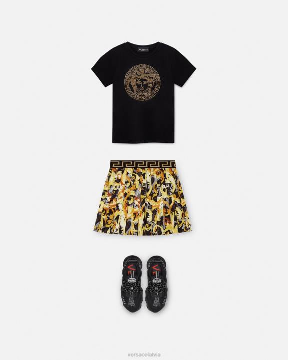 melns apģērbs Versace 806B1961 bērniem kristāla medūzas t-krekls