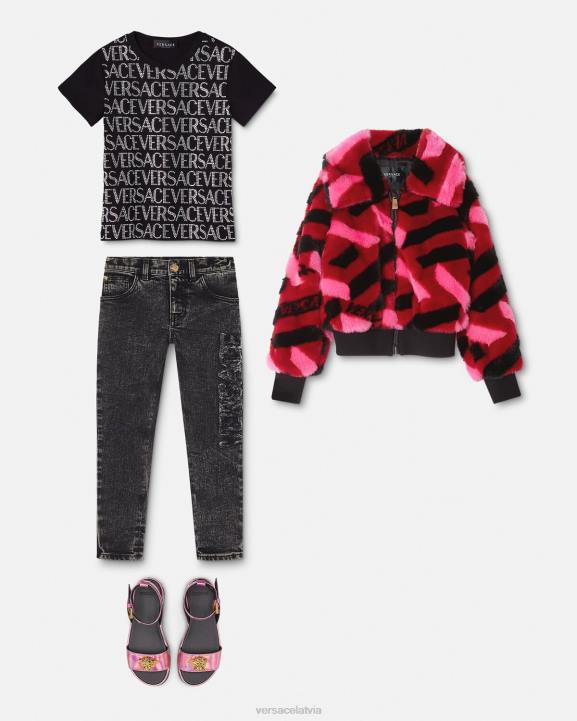 melns apģērbs Versace 806B2024 bērniem kristāla allover t-krekls