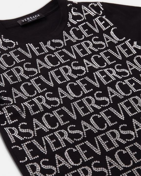 melns apģērbs Versace 806B2024 bērniem kristāla allover t-krekls