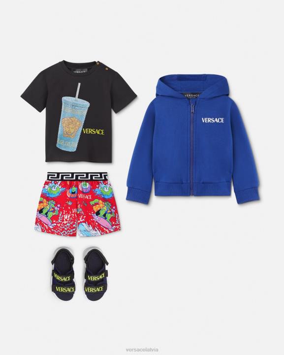 melns un apdrukāts apģērbs Versace 806B1925 bērniem ceļojumu krūze bērnu t-krekls