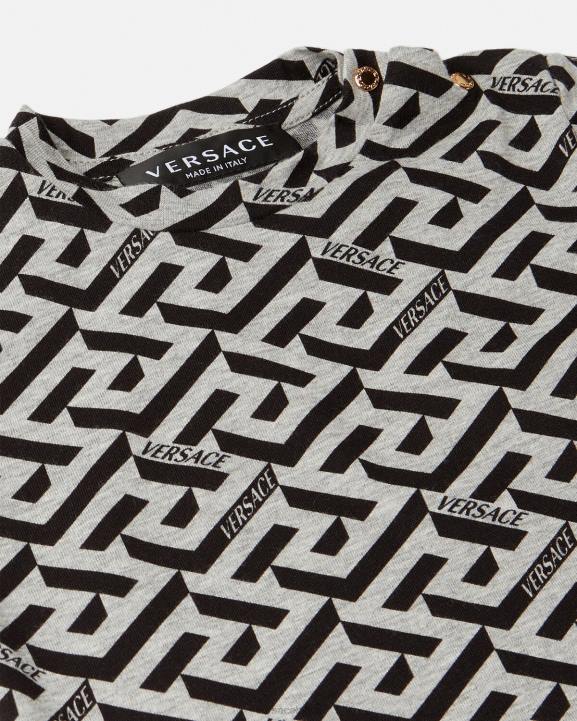 pelēks un apdrukāts apģērbs Versace 806B1910 bērniem la greca bērnu t-krekls
