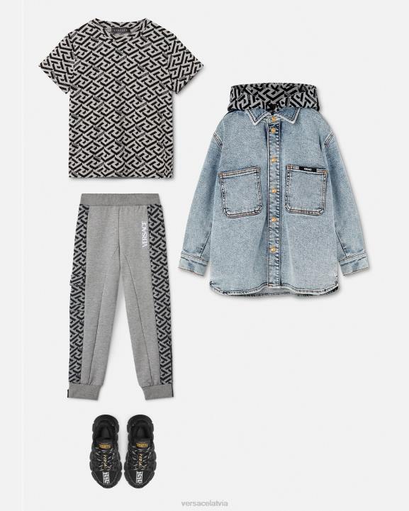 pelēks un apdrukāts apģērbs Versace 806B2115 bērniem la greca t-krekls