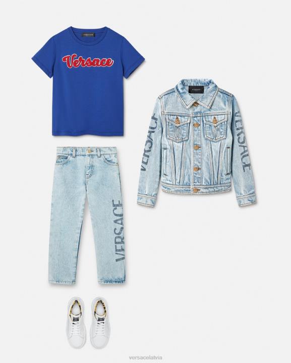 zile apģērbs Versace 806B2132 bērniem augstskolas logo t-krekls