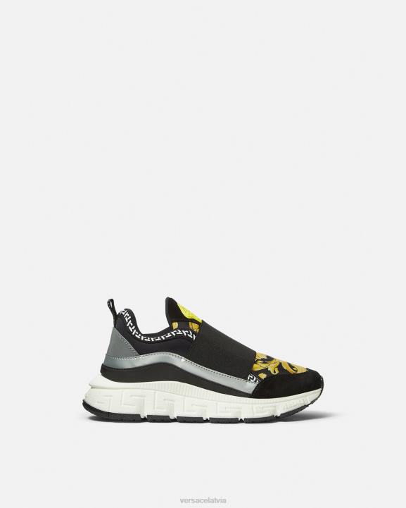 melns un apdrukāts kurpes Versace 806B2050 bērniem barocco trigreca kedas