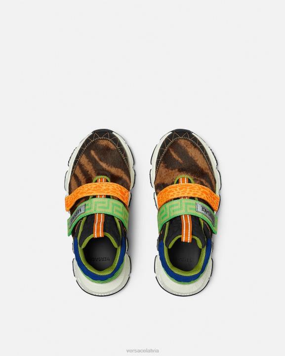 melns un oranžs un sarkans kurpes Versace 806B2054 bērniem upcycle trigreca kedas