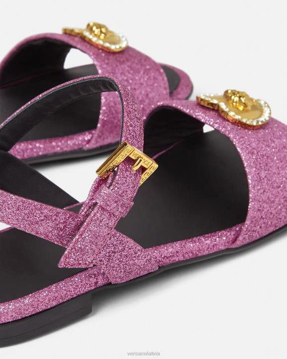 rozā kurpes Versace 806B2039 bērniem kristāla sirds medūzas sandales