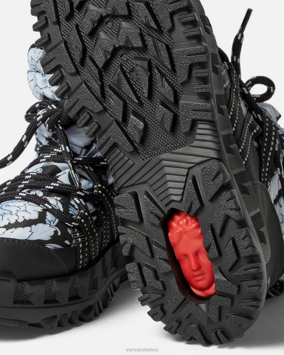 melns balts kurpes Versace 806B2034 bērniem baroka silueta sniega zābaki